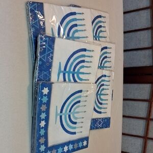 Blue and White Menorah Napkins